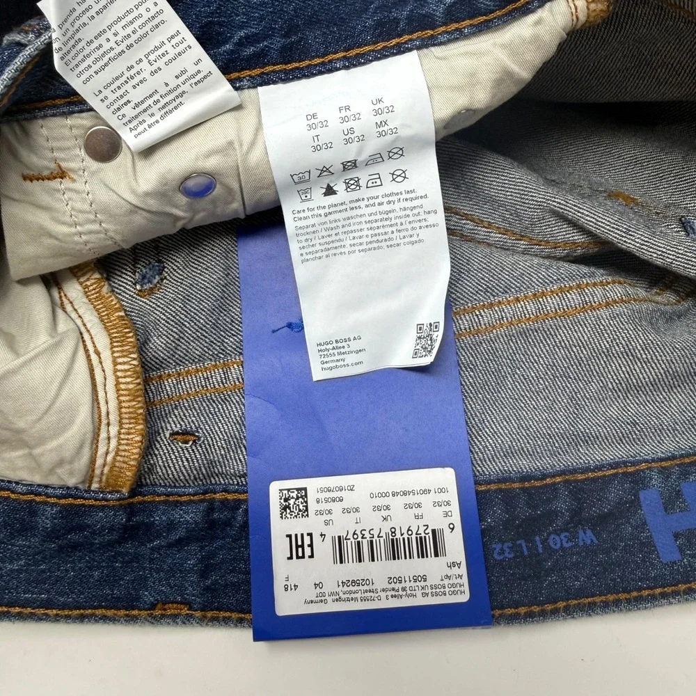Hugo Boss Ash Slim Fit Jeans Mens 30x32 Dark Wash Blue Denim 50511502 NEW